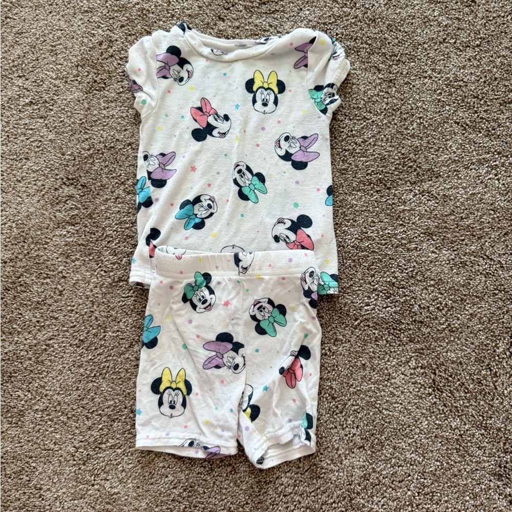 Disney Pajama Set White and Pink Minnie Mouse Design